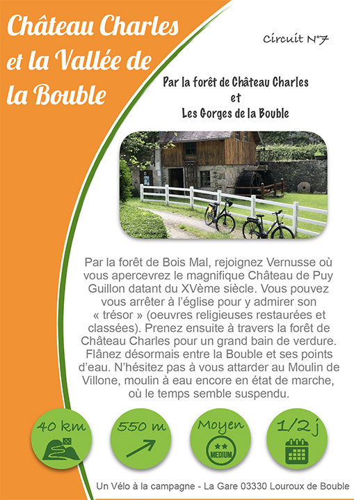 Un vélo à la campagne circuit Château Charles et la vallée de la Bouble